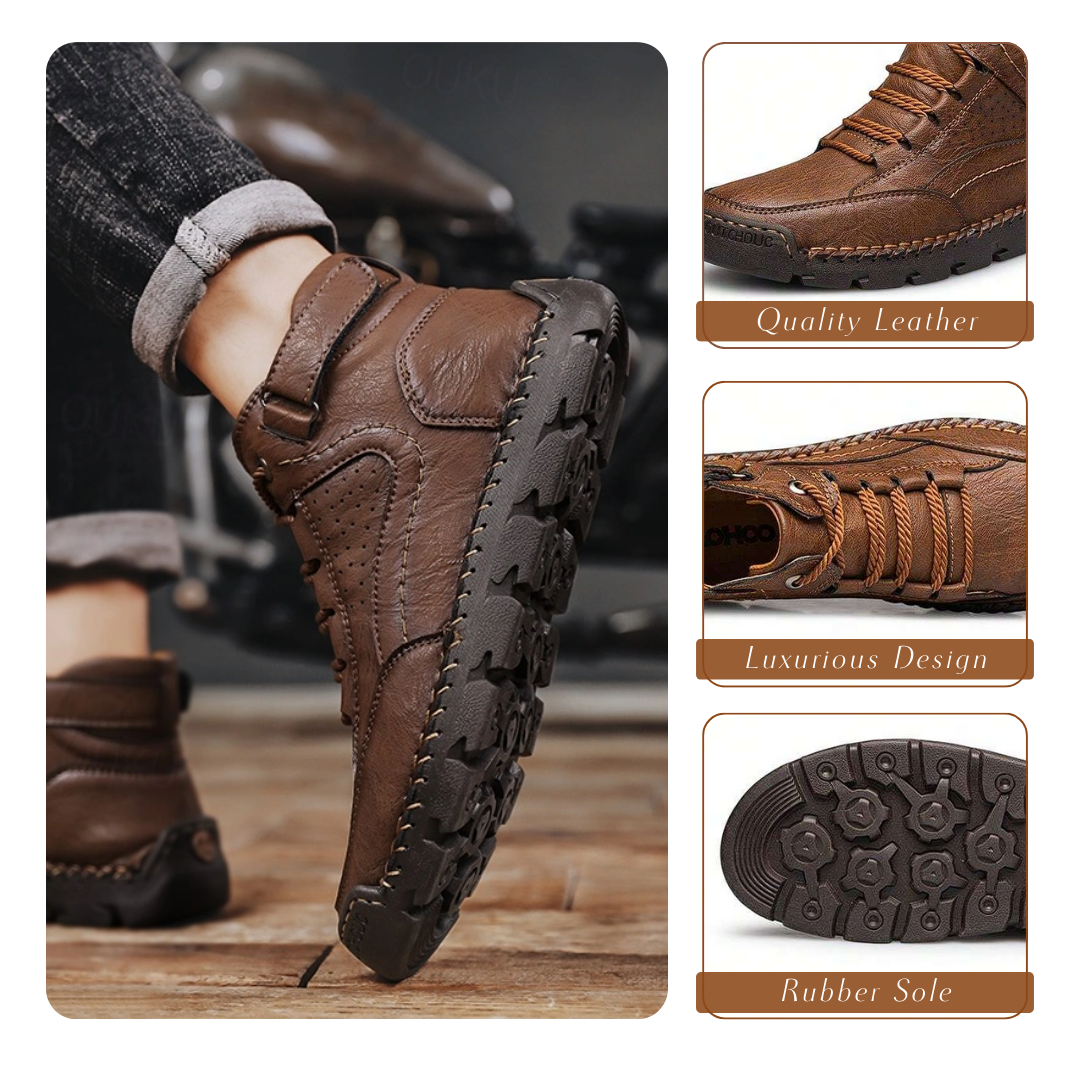 Die rutschfeste Profilsohle der Orthopädischen Herren Wanderschuhe für exzellente Traktion.