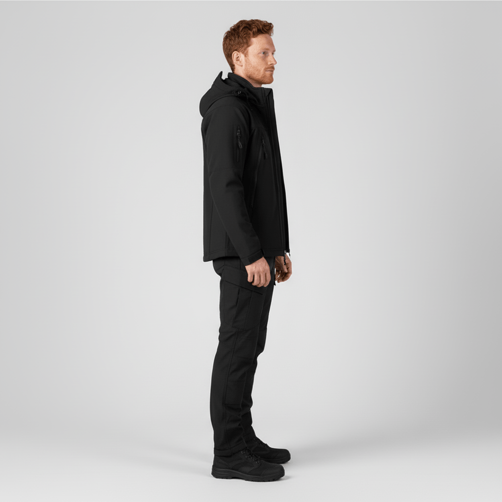 Komplettes Herren Outdoor-Set Eli: Wasserdichte Jacke, Hose & Funktionskleidung für Schutz.