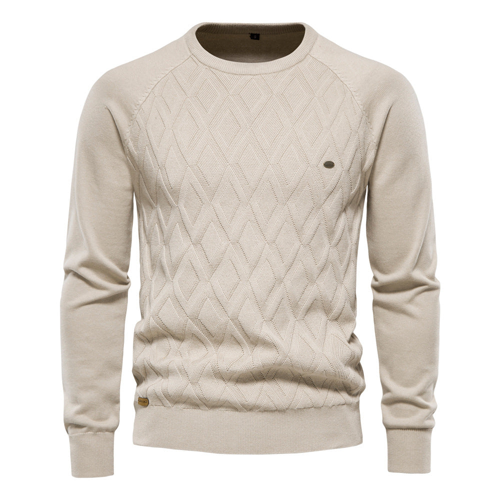 Bequemer Herren Winterpullover aus Oxford-Stoff. Vielseitiger Langarm-Pullover für stilvolle Freizeitlooks.