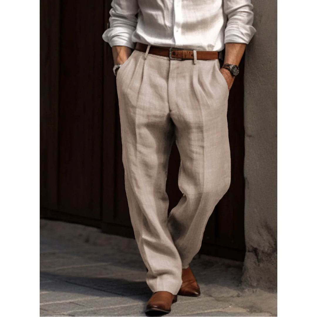 Herren Plissee Stoffhose, elegant & bequem, ideal für Business & Freizeit im Sommer.