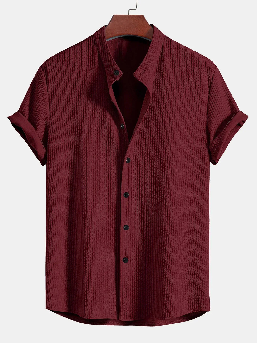 Herren Stehkragen Polo Shirt, kurzärmlig & atmungsaktiv. Perfekt als Sommerhemd & Freizeit Shirt.