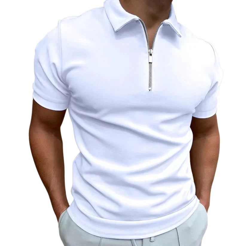 Elegantes Herren Reißverschluss-Poloshirt für lässige Freizeit-Looks. Ideal für den Sommer.