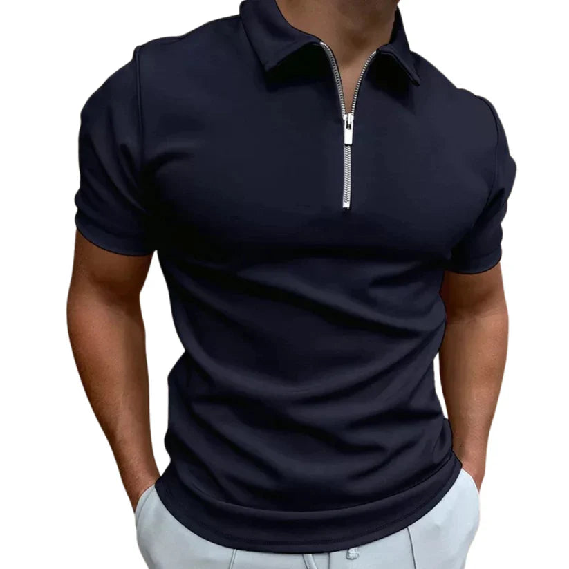 Klassisches Herren Oberteil: Poloshirt mit Reißverschluss. Lässig-eleganter Stil für Sommer & Freizeit.
