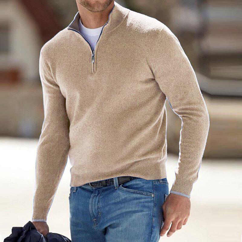Herren Premium Reißverschluss Pullover, stilvoller Strick für Business Casual & Freizeit.