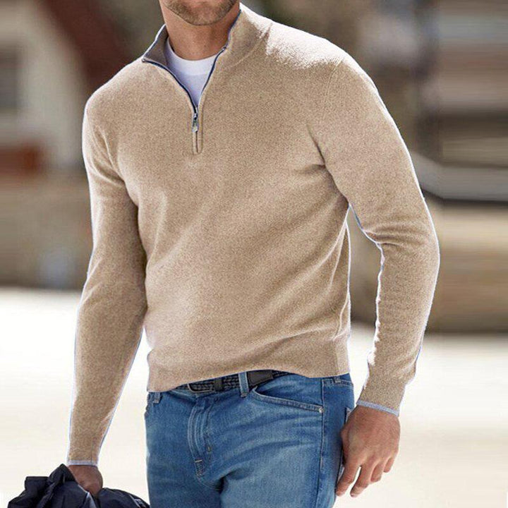 Herren Premium Reißverschluss Pullover, stilvoller Strick für Business Casual & Freizeit.