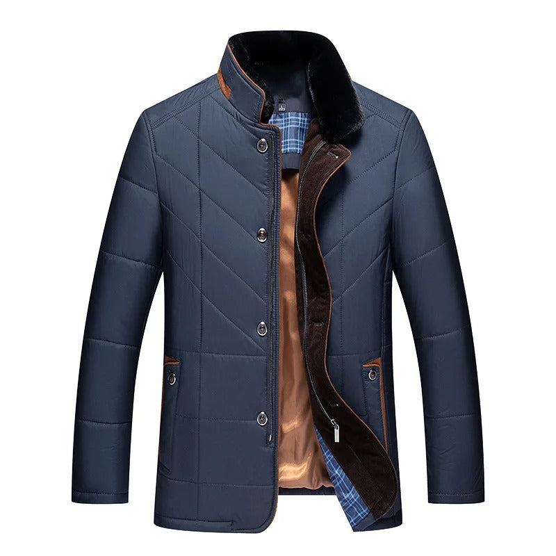 Elegante Herren Winterjacke, stilvolle Puffer-Optik, warm & funktional für kalte Tage.