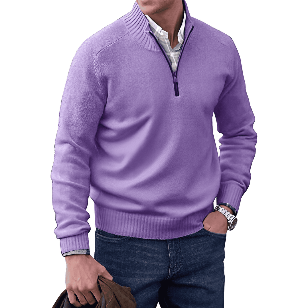 Business Casual Herrenpullover mit Reißverschluss, anthrazit, für einen smarten & bequemen Herbst-Style.