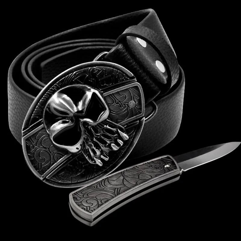 Herren Punk-Gürtel mit robuster Vintage-Metallschnalle, perfekt für Rock- & Gothic-Stil.