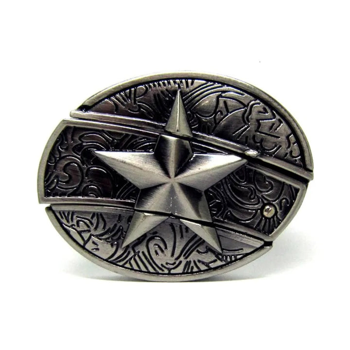 Accessoire für Herren: Punk-Gürtel mit glänzender Metallschnalle, ideal für Gothic-Outfits.