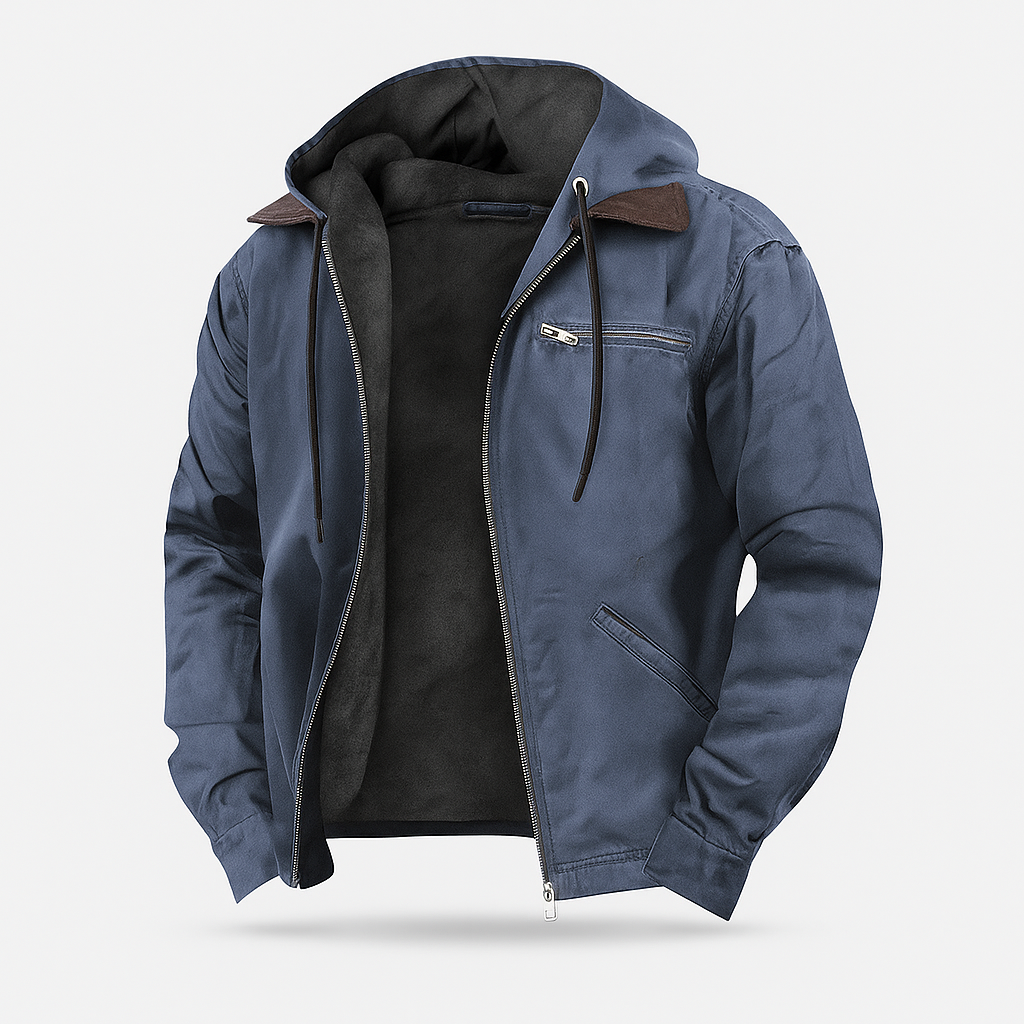 Moderne Herren Reißverschlussjacke, lässiger Stil, ideal als warme Freizeitjacke mit Kapuze für Herbst & Winter.