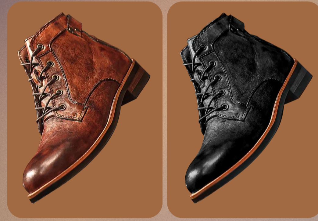 Klassische Herren Schnürstiefel im Retro-Design. Bequeme und robuste Freizeit Schuhe mit zeitlosem Stil.
