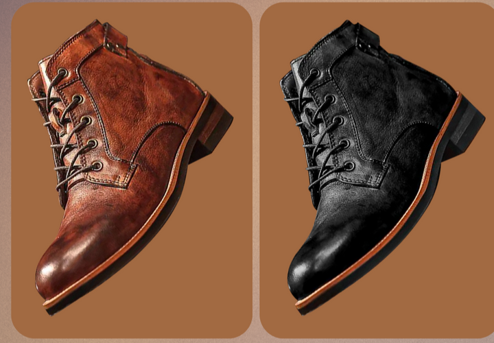 Klassische Herren Schnürstiefel im Retro-Design. Bequeme und robuste Freizeit Schuhe mit zeitlosem Stil.
