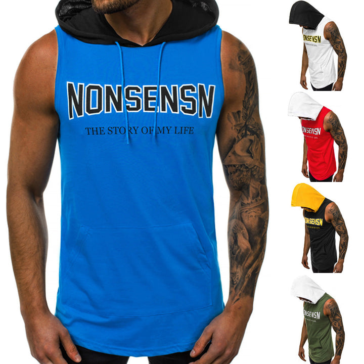 Herren ärmelloses Sport Tank Top mit Kapuze, schwarz, für Fitness, Gym & intensives Training. Maximale Performance.