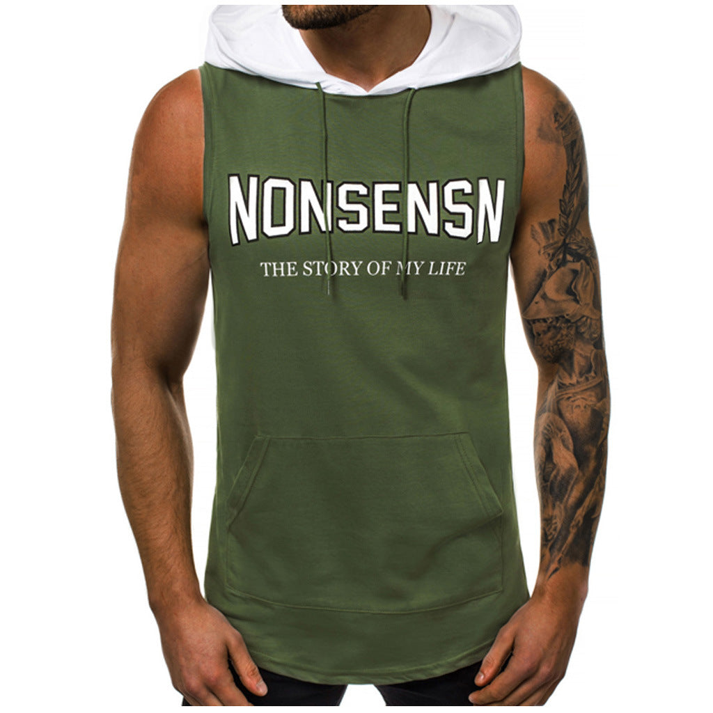 Performance Herren Tank Top, ärmellos mit Kapuze, atmungsaktiv, für intensives Gym Workout & Sporttraining.