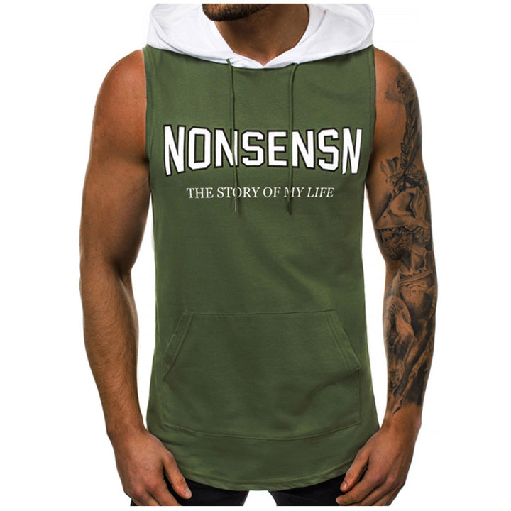 Performance Herren Tank Top, ärmellos mit Kapuze, atmungsaktiv, für intensives Gym Workout & Sporttraining.