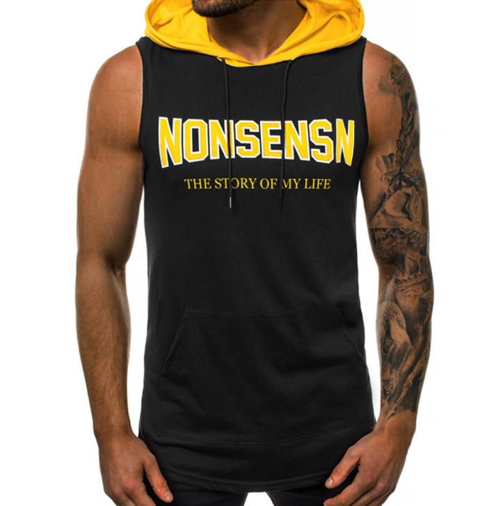 Herren Kapuzen Tank Top ärmellos, strapazierfähig, ideal für Fitnessstudio, Laufen & Outdoor Sportarten.