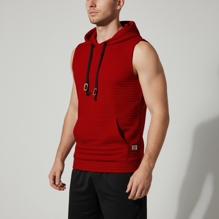 Feuchtigkeitsableitendes Herren Kapuzen Tanktop, ärmellos, für intensives Sporttraining und Komfort.