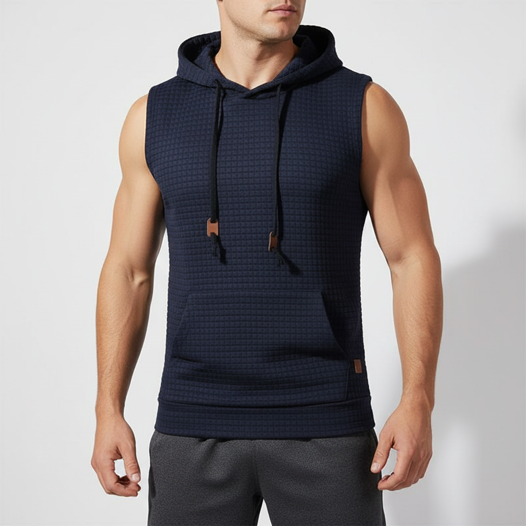 Ärmelloses Sportshirt Hoodryve für Herren, mit Kapuze, atmungsaktiv und bequem für jedes Training.