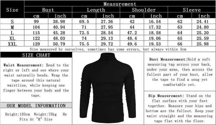 Schwarzer Rollkragenpullover für Herren, langärmlig, ideal für Herbst- und Winteroutfits.