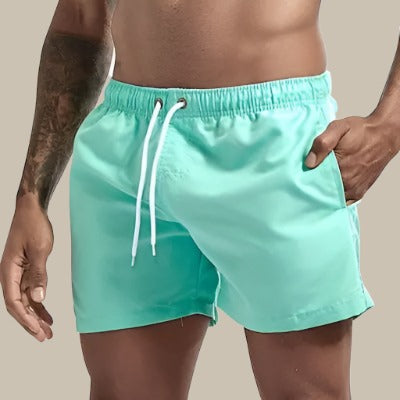 Detailansicht der schnelltrocknenden Textur dieser Herren Schwimmshorts, komfortabel.