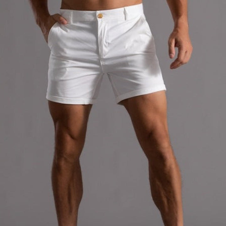 Stilvolle Herren Chino-Shorts, Slim-Fit, für warme Sonnentage. Bequeme kurze Hose für Freizeit und Mode.