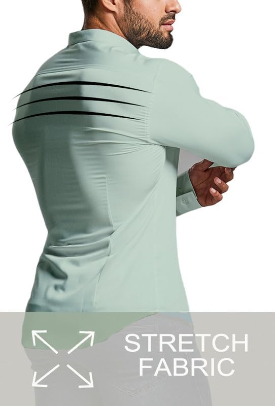 Ganzer Look: Mann trägt Slim-Fit Hemd, knitterfrei, stretch, moderne Eleganz.