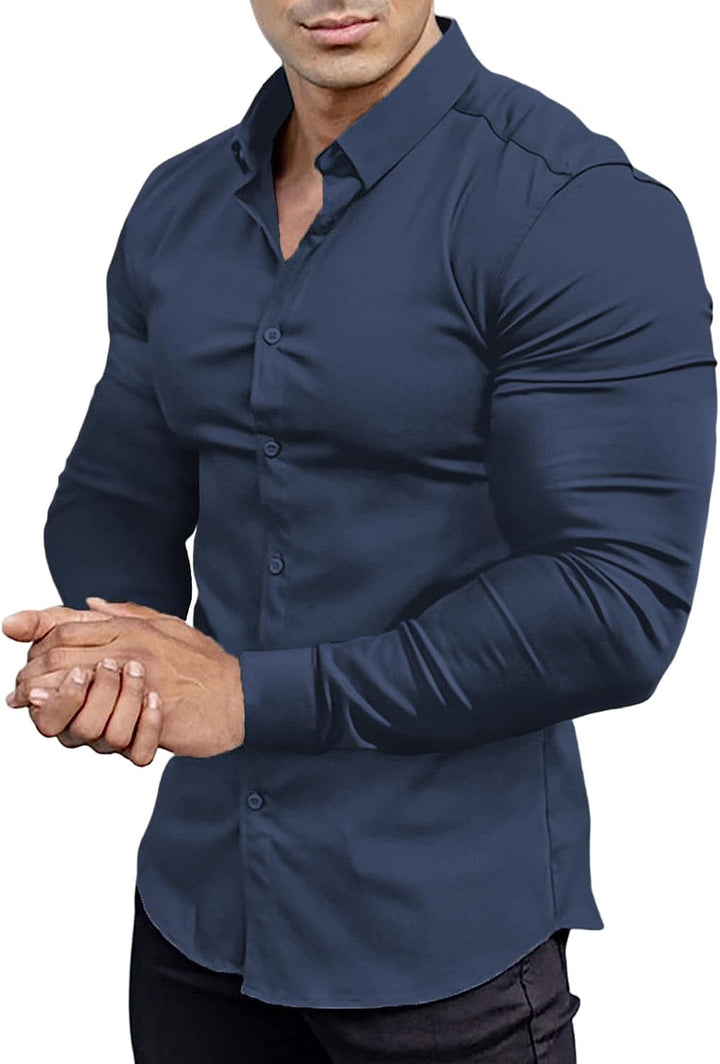 Entspannter Stil im knitterfreien Slim-Fit Hemd, stretch, für Freizeitaktivitäten.