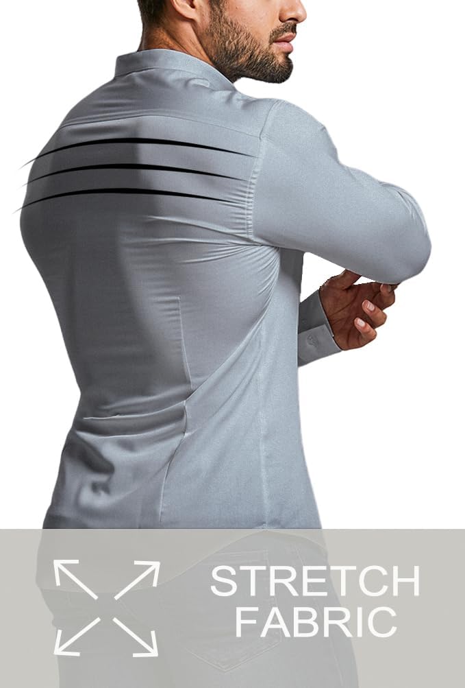 Stylisches Slim-Fit Stretchhemd für Männer, unifarben, knitterarm, ideal für Frühling.