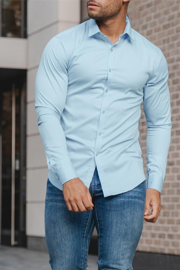 Modernes Design des knitterfreien Slim-Fit Hemdes, stretch, unifarben.
