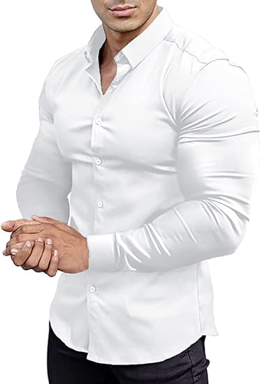 Unifarbenes Slim-Fit Hemd, knitterfrei, stretch, kombiniert mit Anzughose.