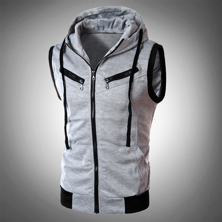 Stilvolle Herren Kapuzenweste Slim-Fit für vielseitige Outfits; bequeme Freizeit- und Sportbekleidung.