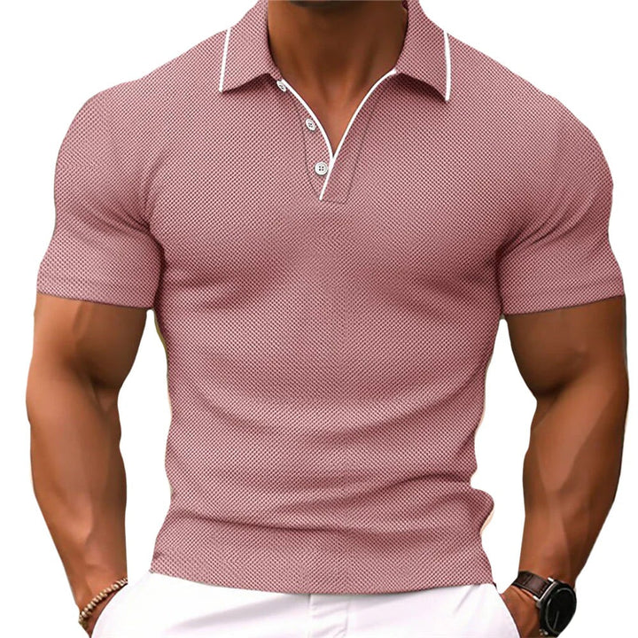 Farbiges Herren Slim Fit Poloshirt mit Knopfleiste. Vielseitiges, modisches Kurzarmshirt für Freizeitmode.