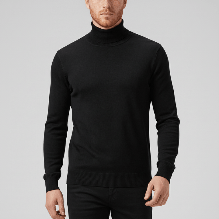 Herren Slim-Fit Rollkragenpullover in Beige, stilvoll & warm. Ideal für Büro & Freizeit.