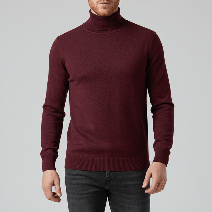 Grauer, modischer Herren-Rollkragenpullover Slim Fit. Warm, langarm und zeitlos schick.