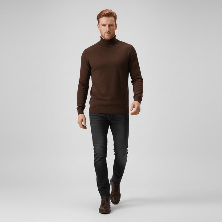 Schwarzer Herren Rollkragenpullover Slim Fit. Ein klassisches, elegantes Kleidungsstück für jede Garderobe.