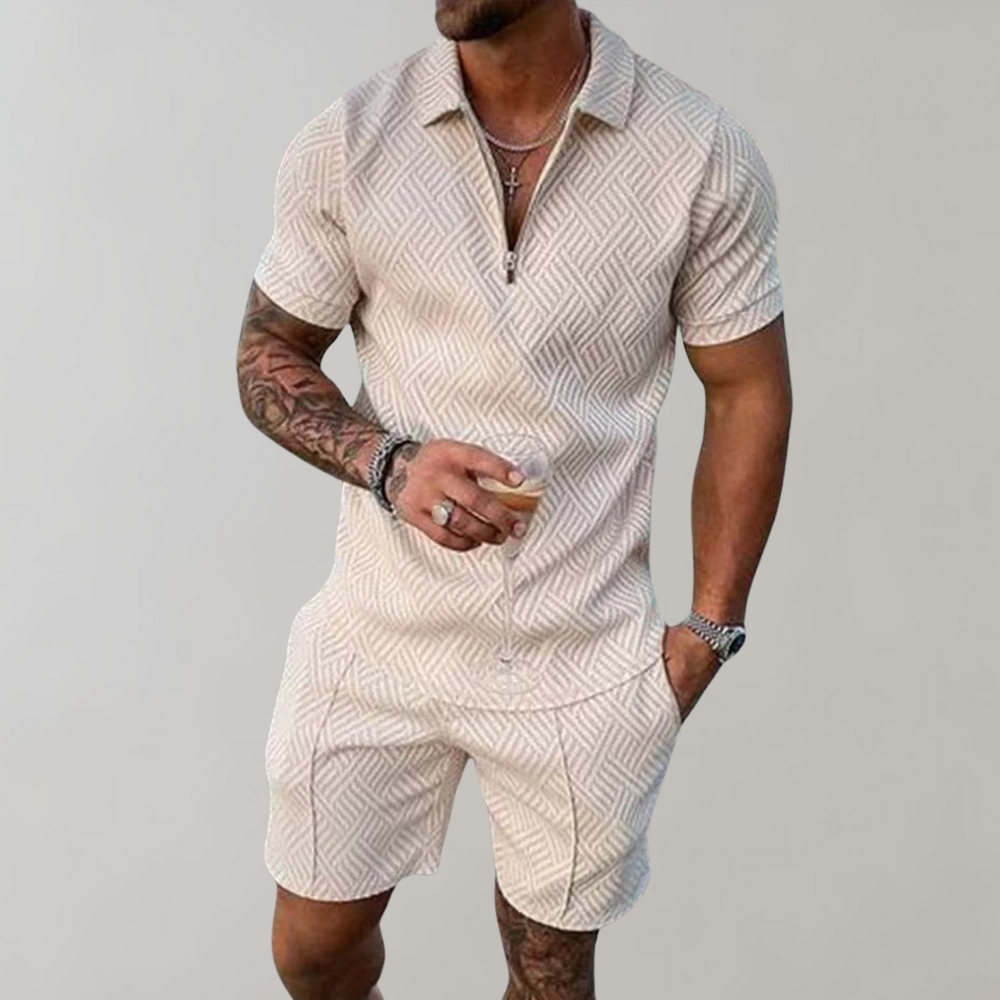 Herren Polo & Shorts Set für den Sommer. Bequemes und stilvolles Freizeitoutfit, ideal für Strand oder Stadt.