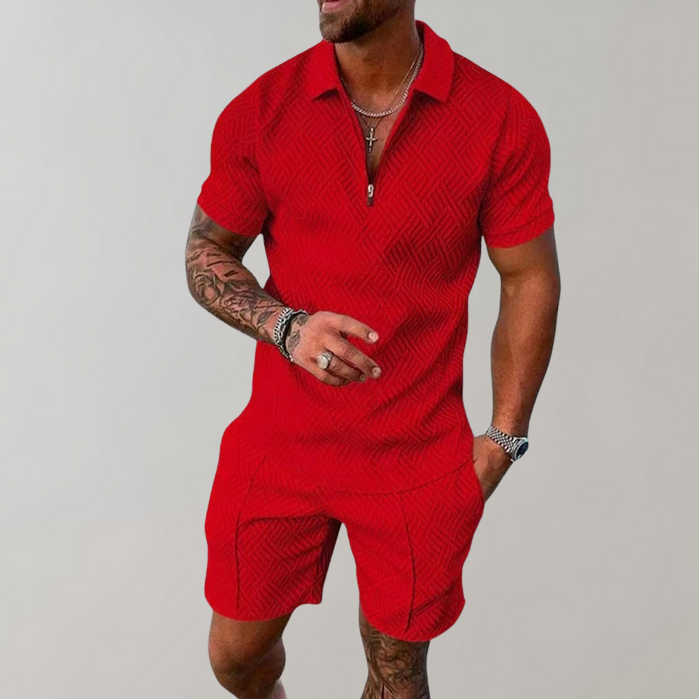 Herren Sommerset: Eleganter Polo & Shorts Zweiteiler. Perfekte Casualmode für warme Tage, Urlaub & Freizeit.