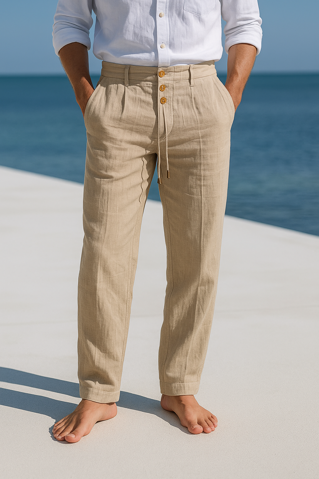 Herrenhose MATTEO: Stylische, leichte Sommerhose mit verstellbarem Bund für optimalen Komfort an warmen Sommertagen.