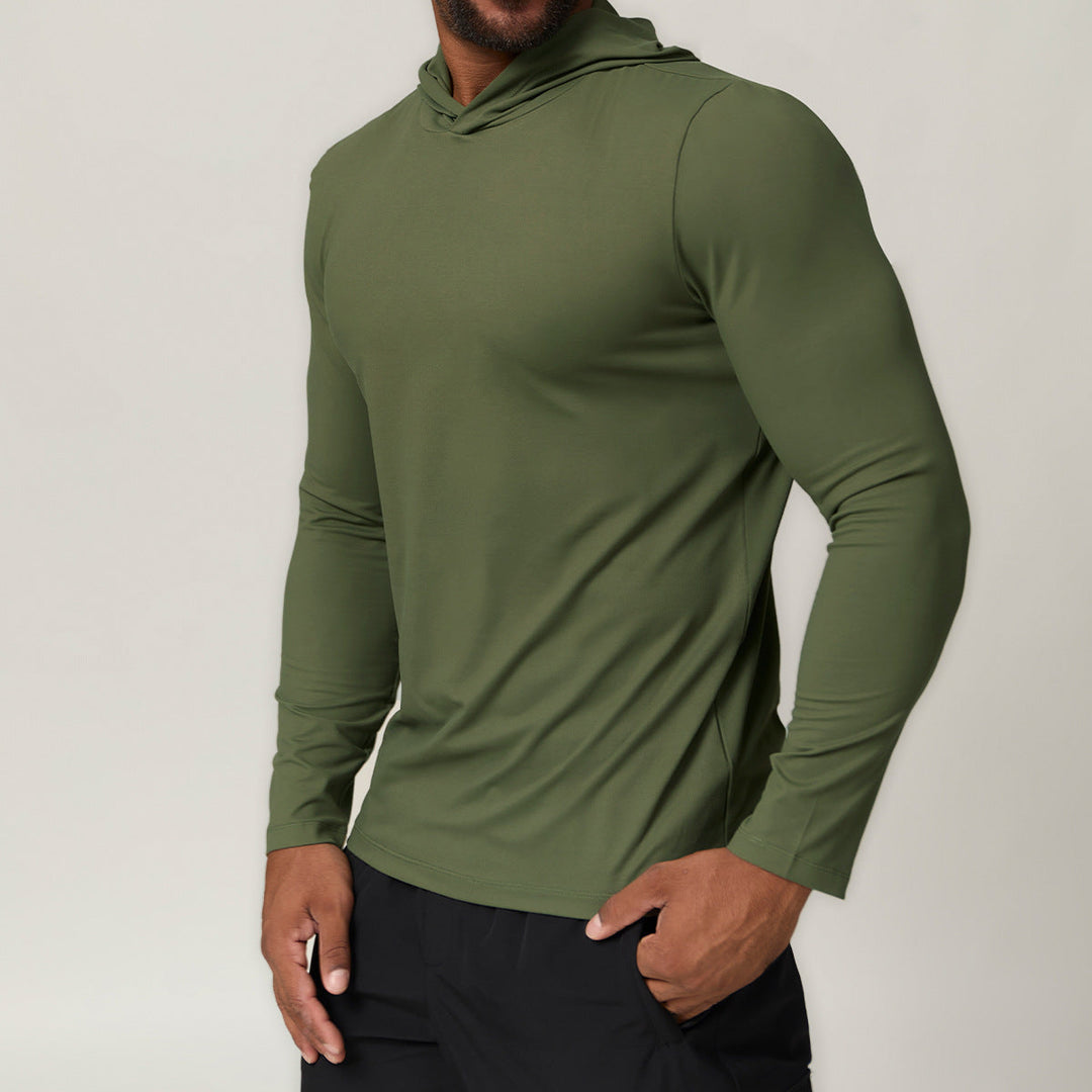 Sportlicher Herren Hoodie Langarm für Laufsport und andere Outdoor-Aktivitäten, atmungsaktiv.