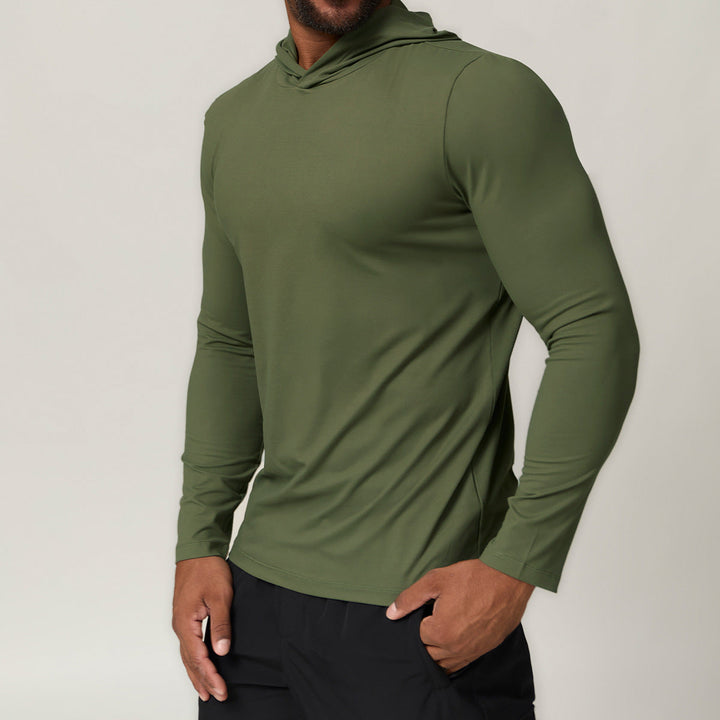 Sportlicher Herren Hoodie Langarm für Laufsport und andere Outdoor-Aktivitäten, atmungsaktiv.