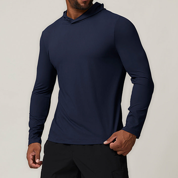 Vielseitiger Herren Sport-Hoodie Langarm, ideal für aktiven Lifestyle, feuchtigkeitsregulierend.