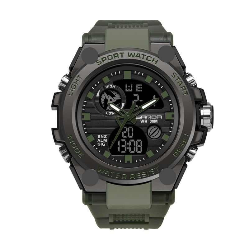 Herrenuhr mit Leuchtfunktion, Dual-Display, leicht ablesbar im Dunkeln, ideal für Sportler.