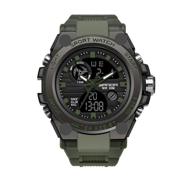 Herrenuhr mit Leuchtfunktion, Dual-Display, leicht ablesbar im Dunkeln, ideal für Sportler.