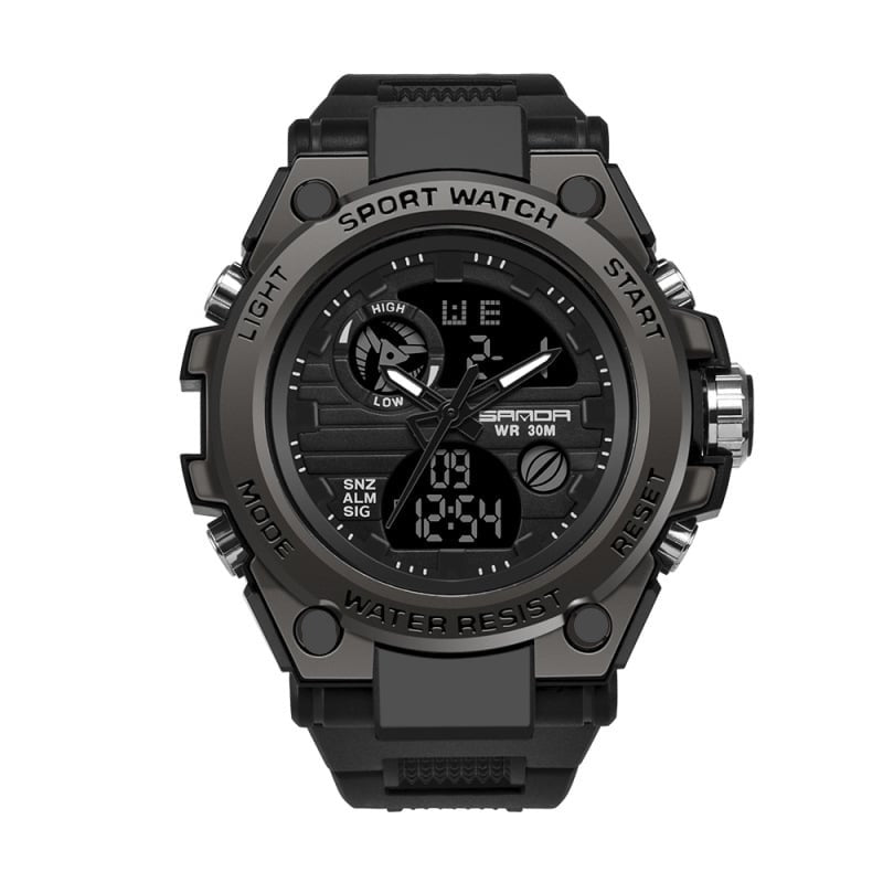 Stilvolle Herren Digitaluhr mit Dual-Display, leuchtend & praktisch für jede Gelegenheit.