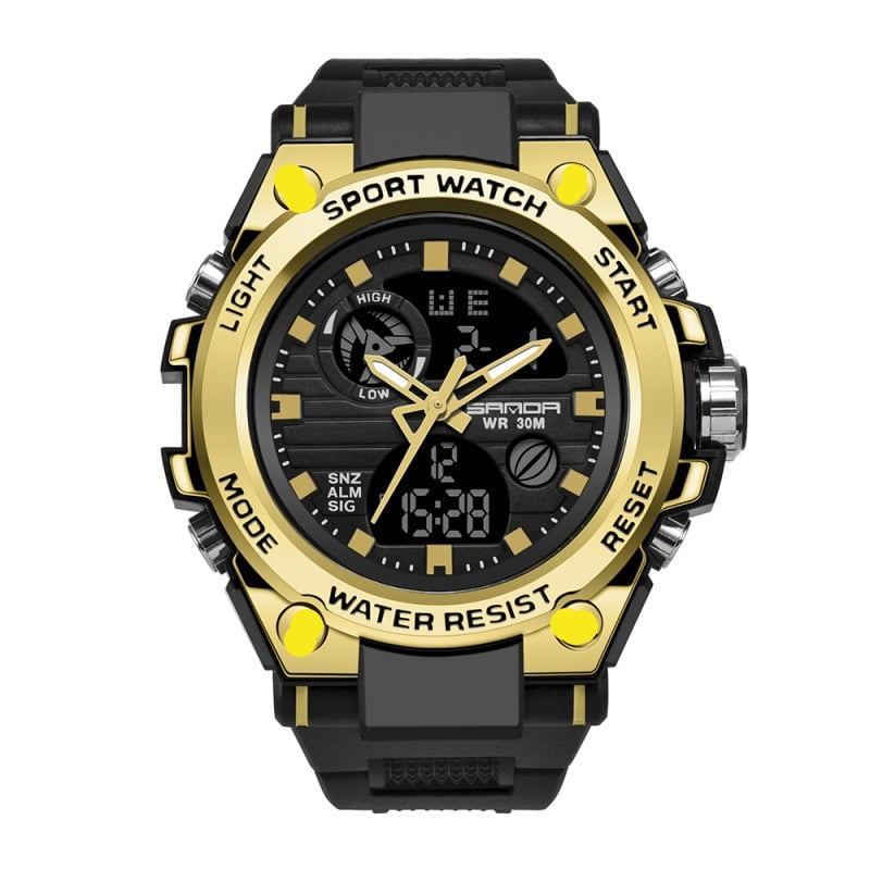 Geschenkidee: Herren Armbanduhr mit Dual-Display, wasserdicht und leuchtend, vielseitig.