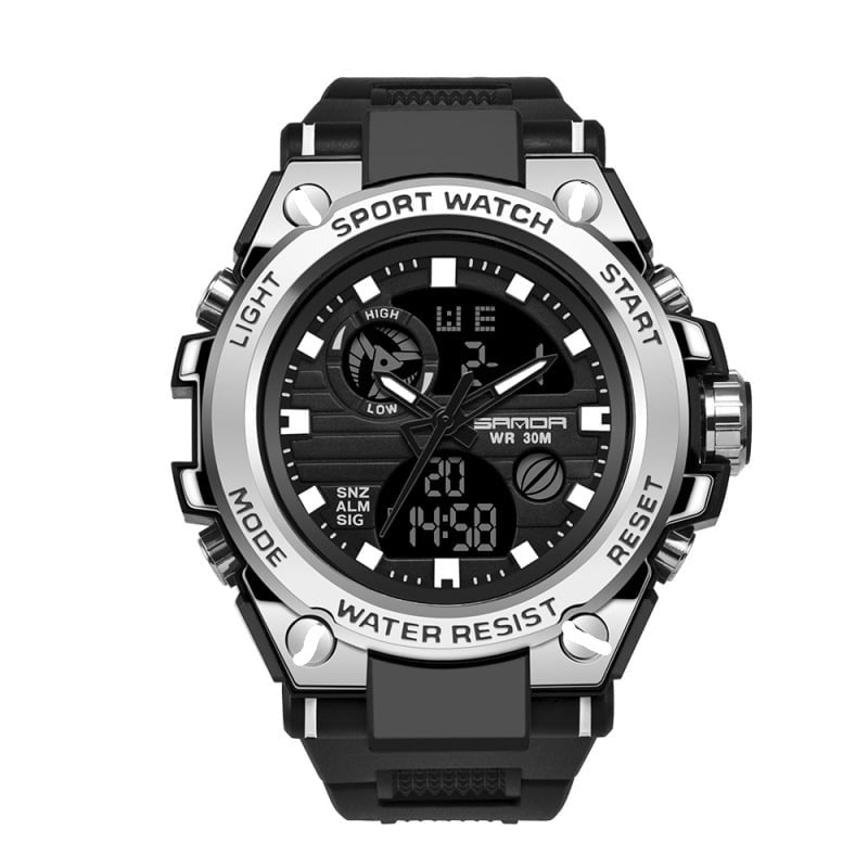 Sportliche Herrenuhr mit präzisem Dual-Display & starker Leuchtfunktion für optimale Ablesbarkeit.