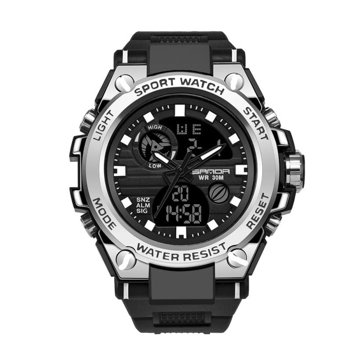 Sportliche Herrenuhr mit präzisem Dual-Display & starker Leuchtfunktion für optimale Ablesbarkeit.