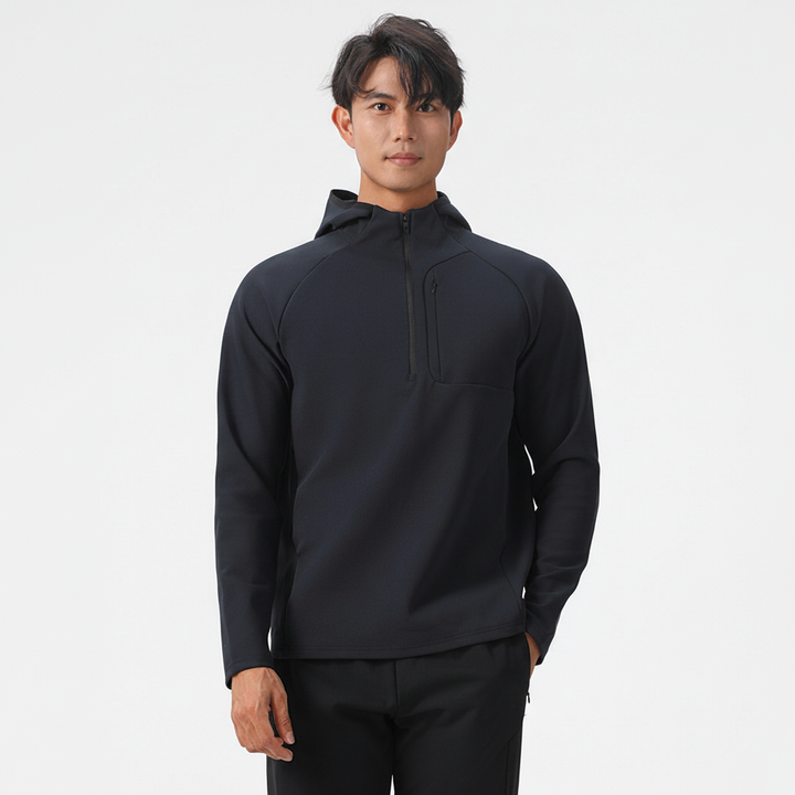 Komfortable Herren Stretch-Sportjacke. Atmungsaktive Jacke mit Halbreißverschluss, ideal für jede Aktivität.