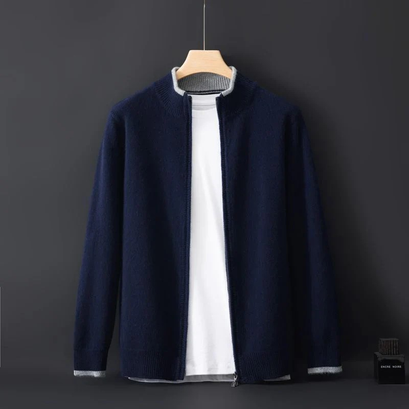 Rückansicht der Herren Zipperjacke "Leo" Regular Fit. Optimale Passform & Komfort für stilvolle Herrenmode.