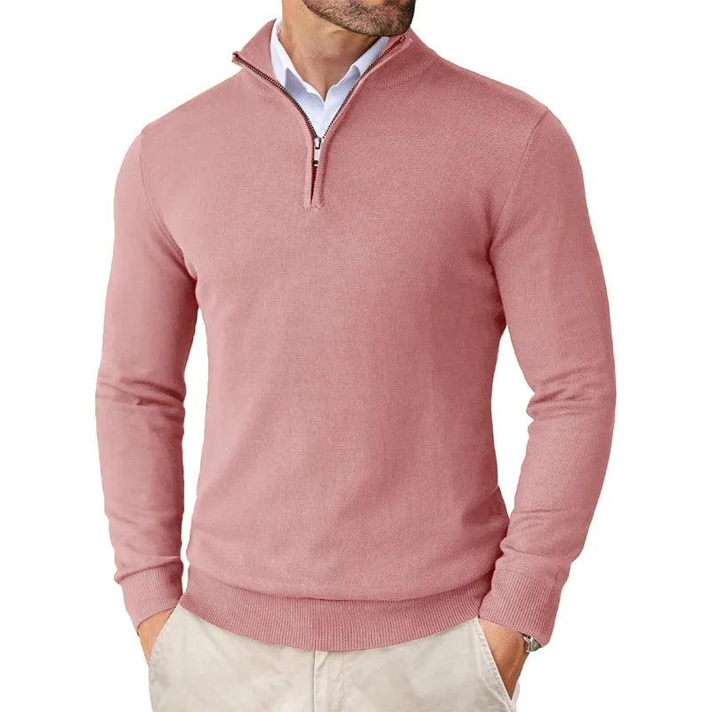 Herren Pullover mit praktischem Reißverschluss, ein warmer Strickpullover für moderne Herrenmode.